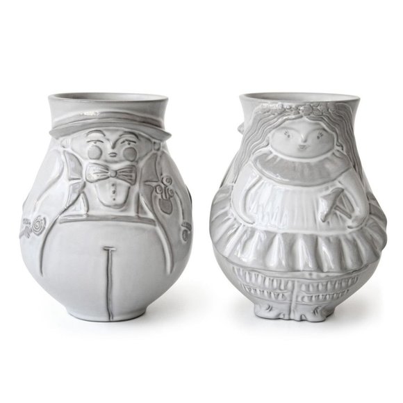 British Jonathan Adler English Utopia Pleasantly Plump Two Face Vase/Happy Famil - Picture 1 of 6